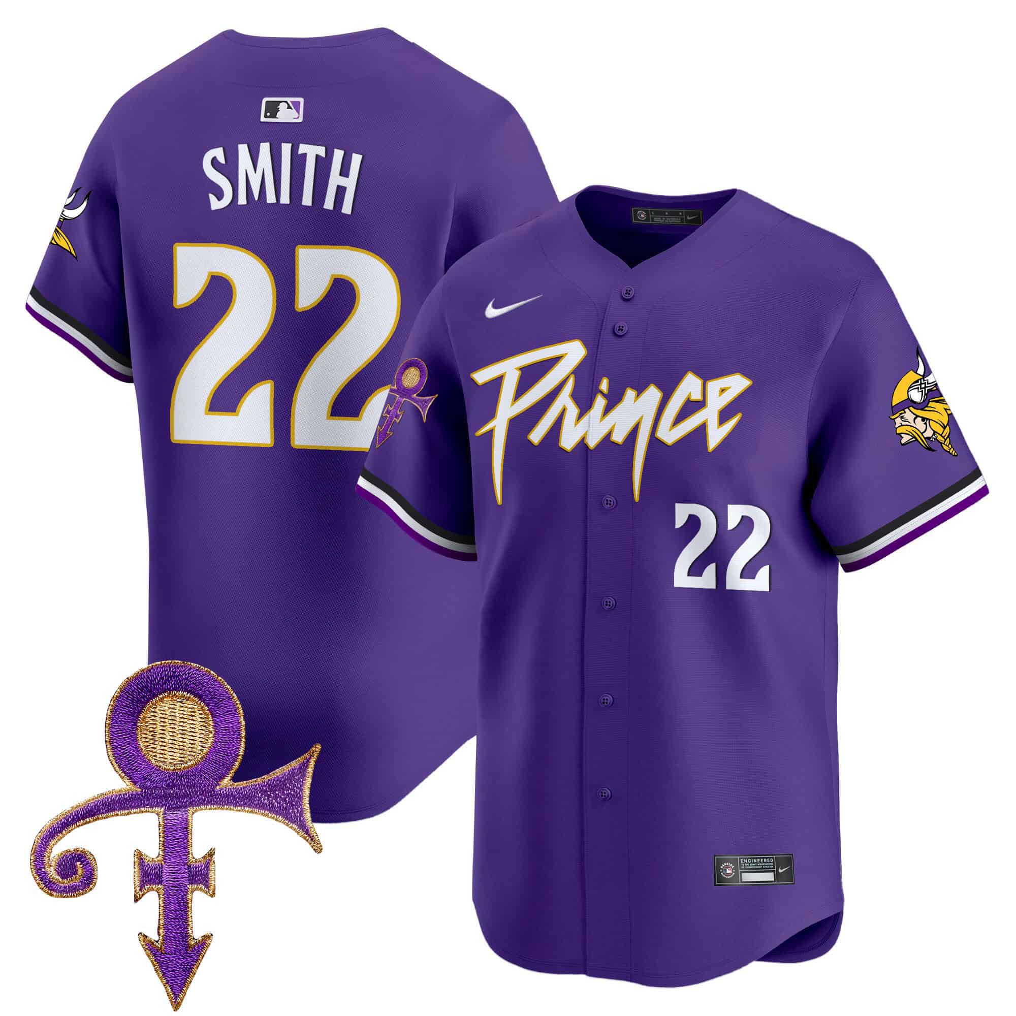 Men Minnesota Vikings 22 Smith Purple 2024 Nike Prince Patch Vapor Premier Limited NFL Jersey